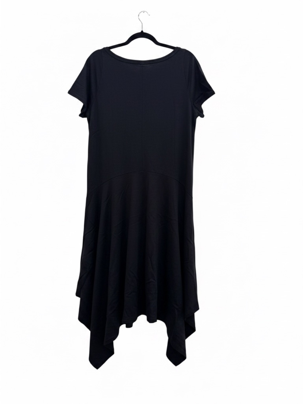 Flowing black High-Low Short Sleeve Dress for Women - Picture 2 of 6